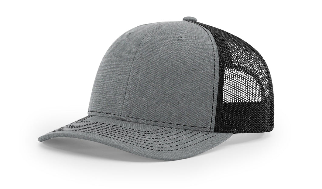 Richardson 112 Trucker Hat in Heather Grey/Black SM (15 pcs) w/ Embroidery