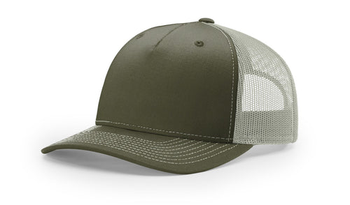 Richardson 112FP Trucker Hat in Beetle/Quarry (10 pcs) w/ Embroidery