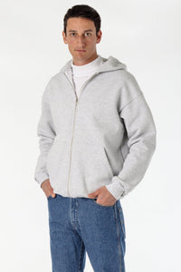 Los Angeles Apparel HF-10 L/S Heavy Fleece Zip Up in Ash (20 pcs) w/ Up to 3-Color Print